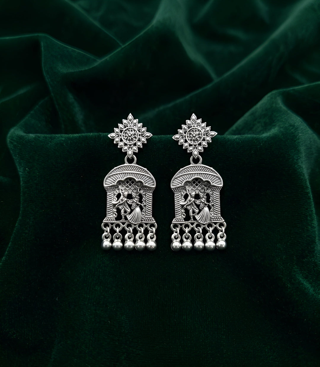 Silver Plated Oxidized Contemporery Earrings