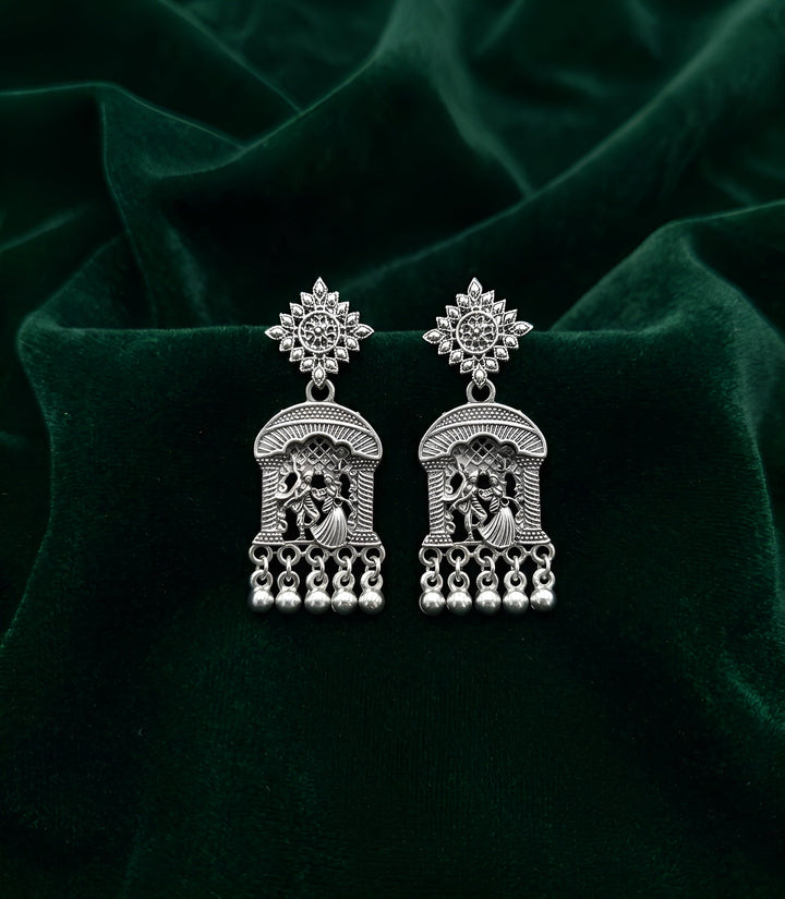 Silver Plated Oxidized Contemporery Earrings
