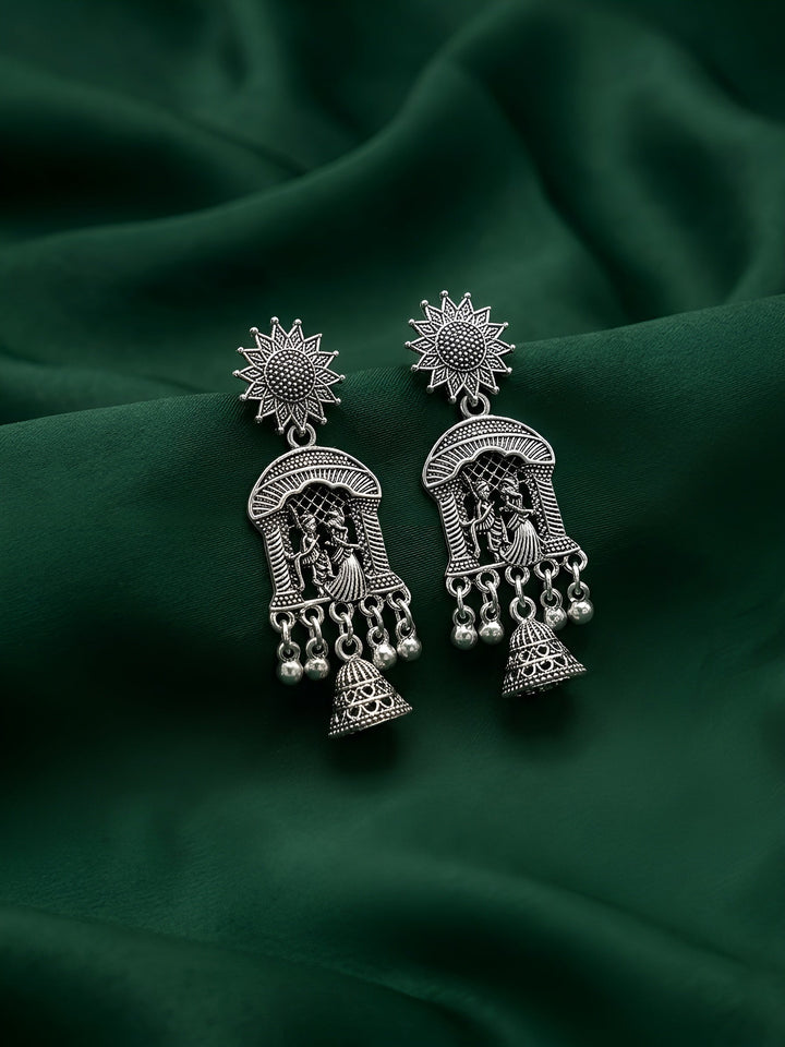 Silver Plated Oxidized Contemporery Earrings