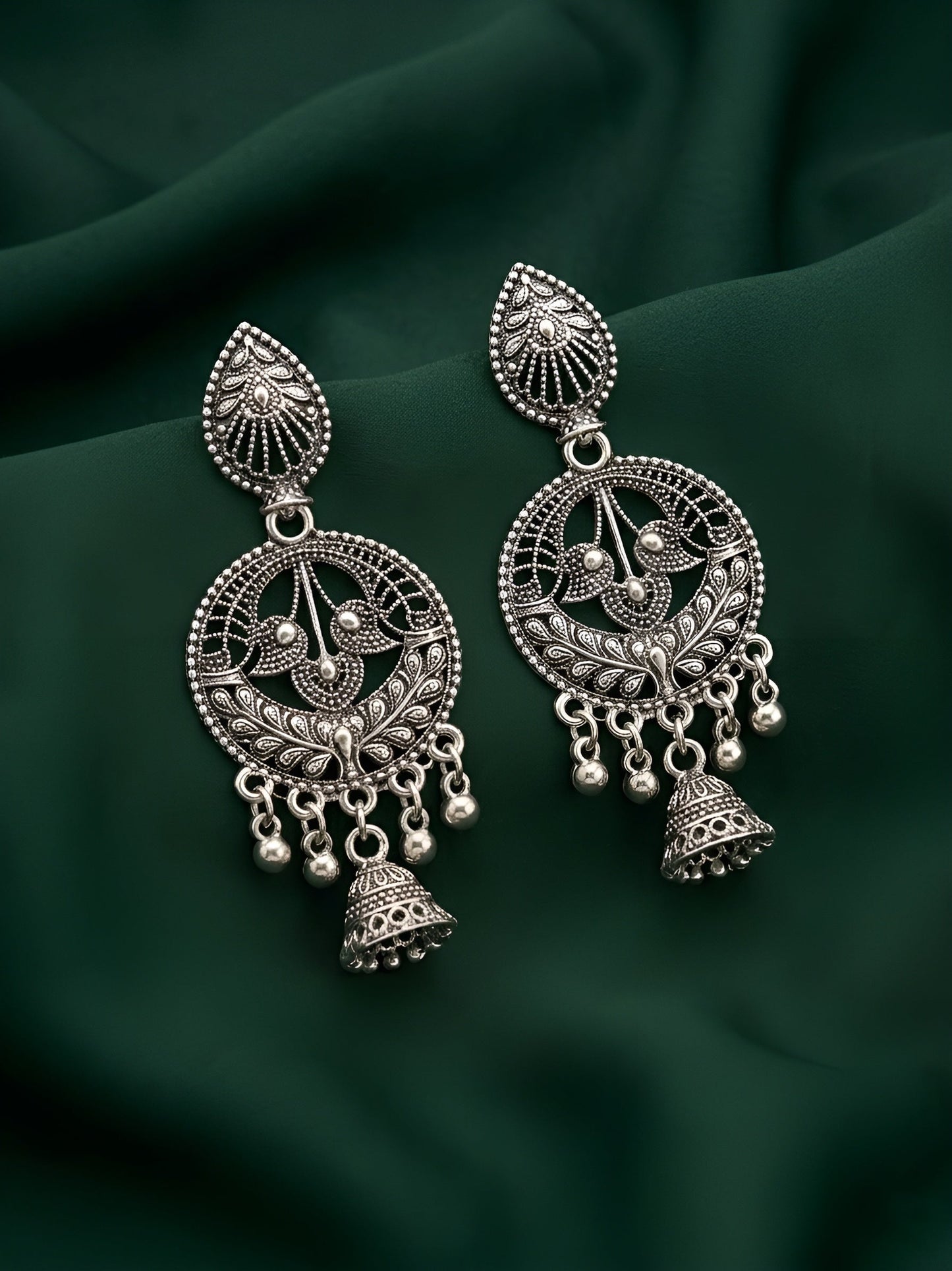 Silver Plated Oxidized Ethnic Earrings