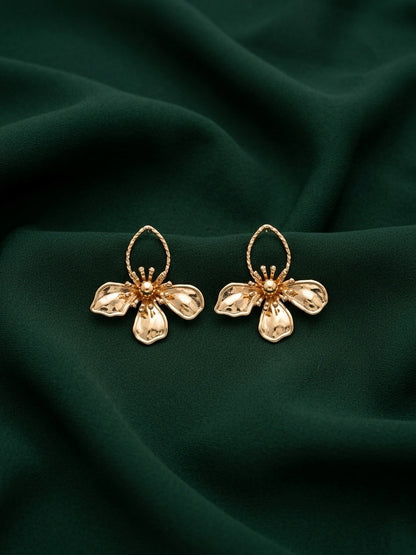 Gold Plated Contemporery Flower Earrings