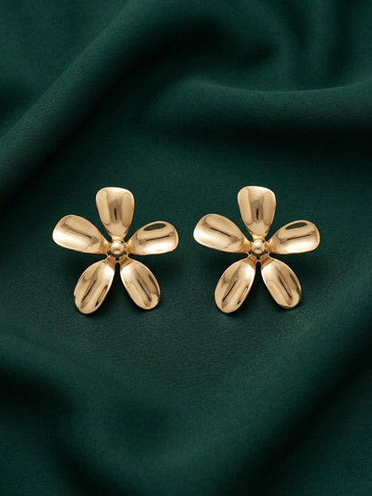 Gold Plated Contemporery Flower Earrings