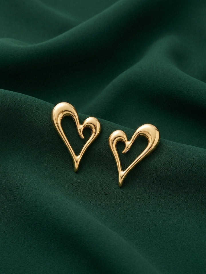 Gold Plated Heart Design Earrings