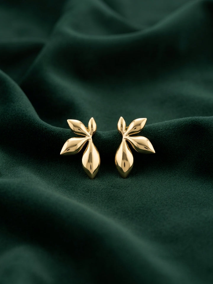 Gold Plated Contemporery Flower Earrings