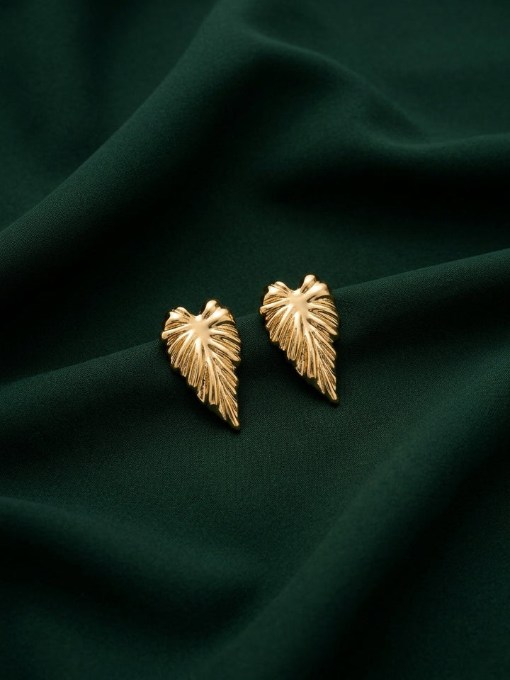 Gold Plated Leaf Design Trendy Earrings
