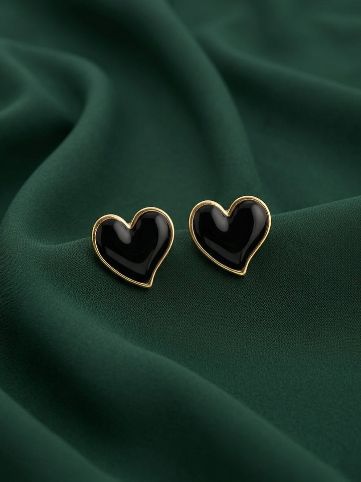 Trendy Black Heart Shaped Earrings