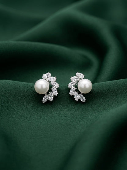 Silver Plated Pearl Mini Studs