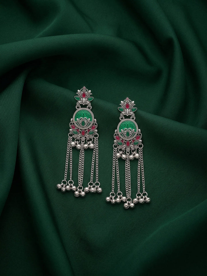 Silver Plated Oxidized Drop Earrings