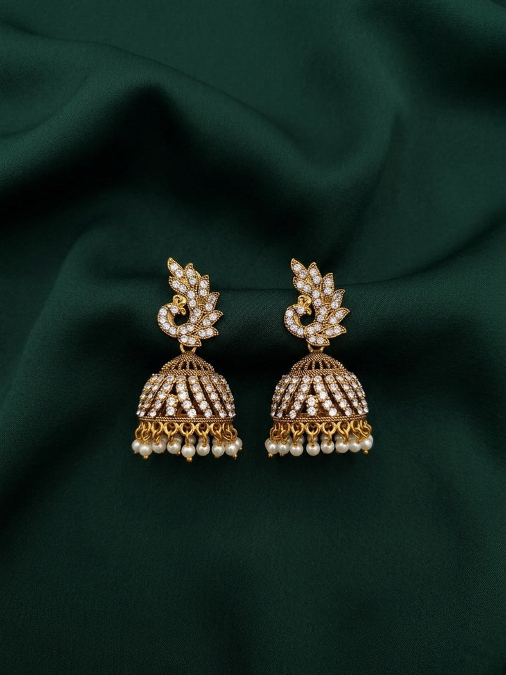 Gold Plated Diamond Beaded Jhumki