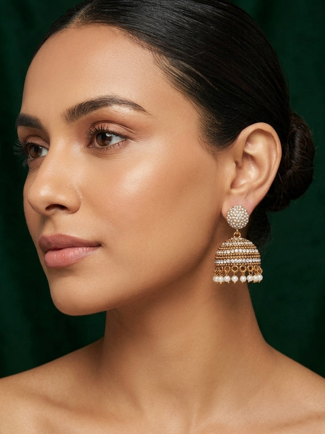 Gold Plated Fancy Pearls Beaded Jhumki
