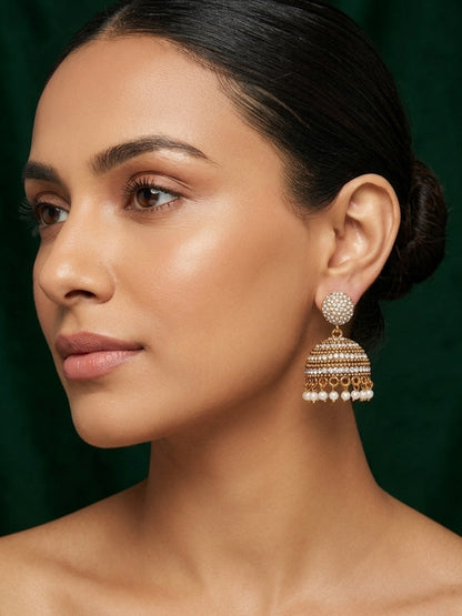 Gold Plated Fancy Pearls Beaded Jhumki
