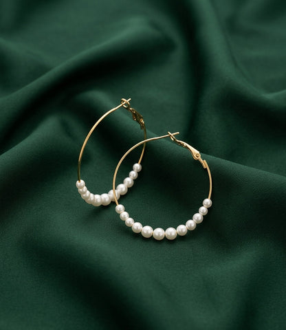 Gold Plated Pearls Hoops