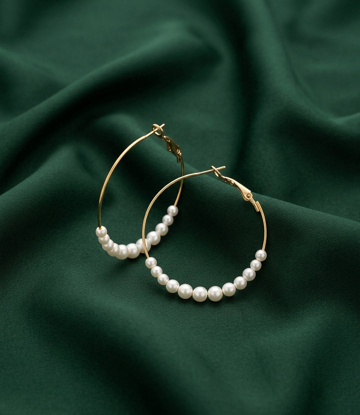 Gold Plated Pearls Hoops