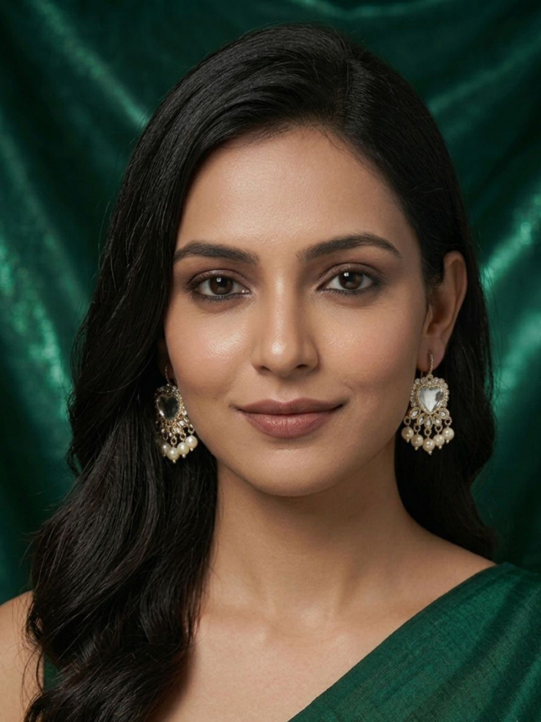 Gold Plated Fancy Kundan &amp; Beaded Earrings