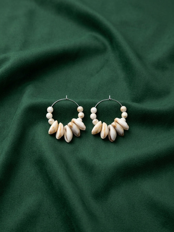 Gold Toned Beautiful Sea Shell Balli Hoops For Women