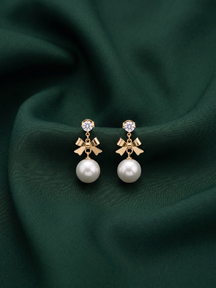 Gold Toned Pearls Earrings