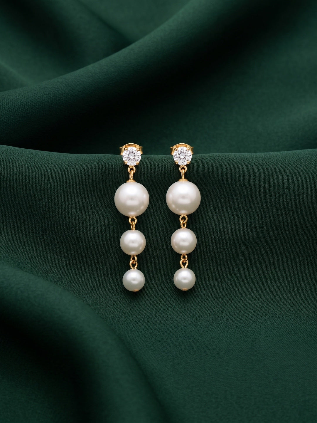 Gold Toned Pearls Earrings