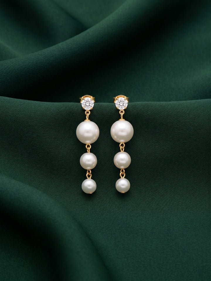 Gold Toned Pearls Earrings