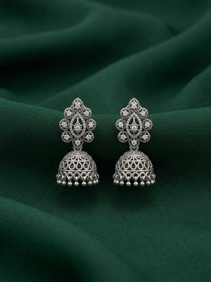 Silver Plated Oxidized Fancy Jhumka