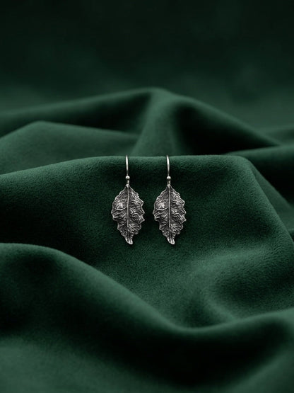 Silver Plated Oxidized Trendy Leafe Earrings