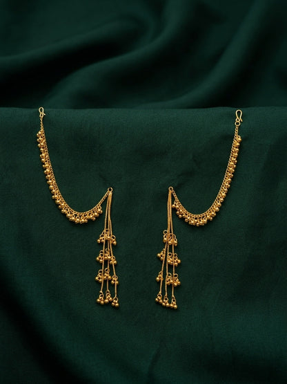 Gold Plated Layered Earchain With Tassels