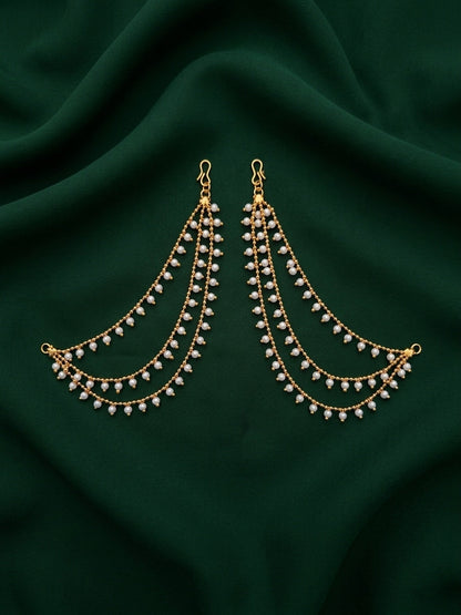 Gold Plated Classic Layered Pearl Earchain