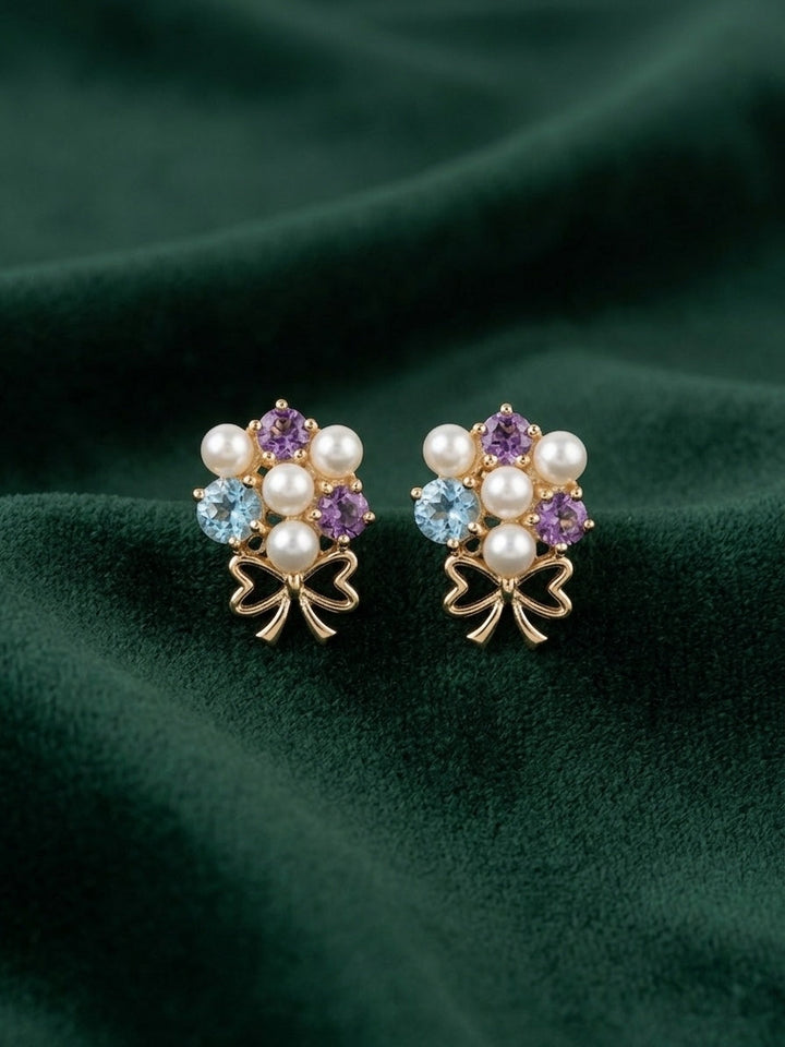 Gold Plated Fancy Beaded Studs