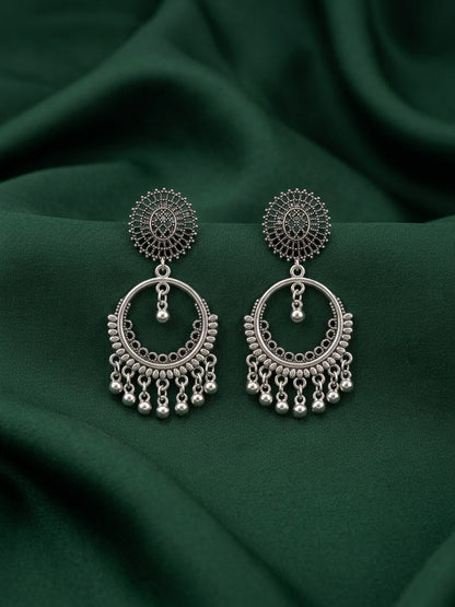 Silver Plated Oxidized Drop Earrings