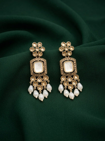 Gold Plated Fancy Beaded Earrings