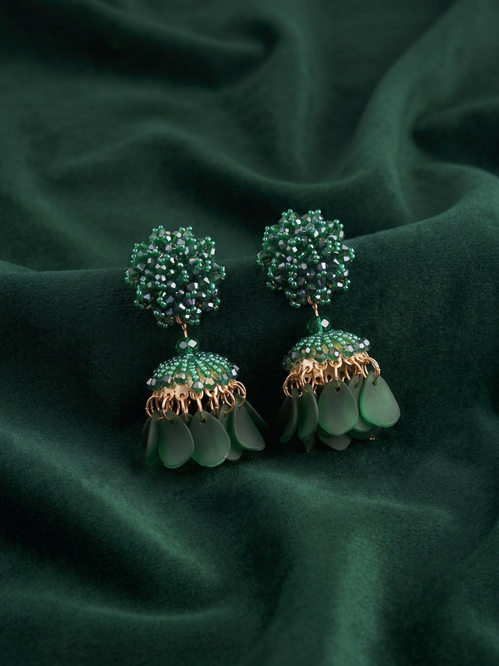 Beautiful Green Fancy Beaded Jhumka