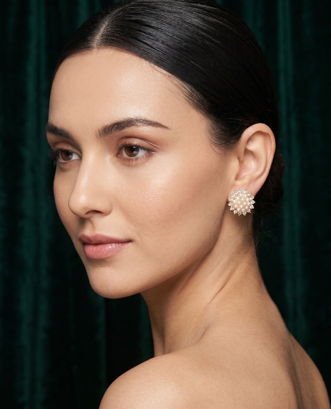 Women Gold Plated Beaded Trendy Studs