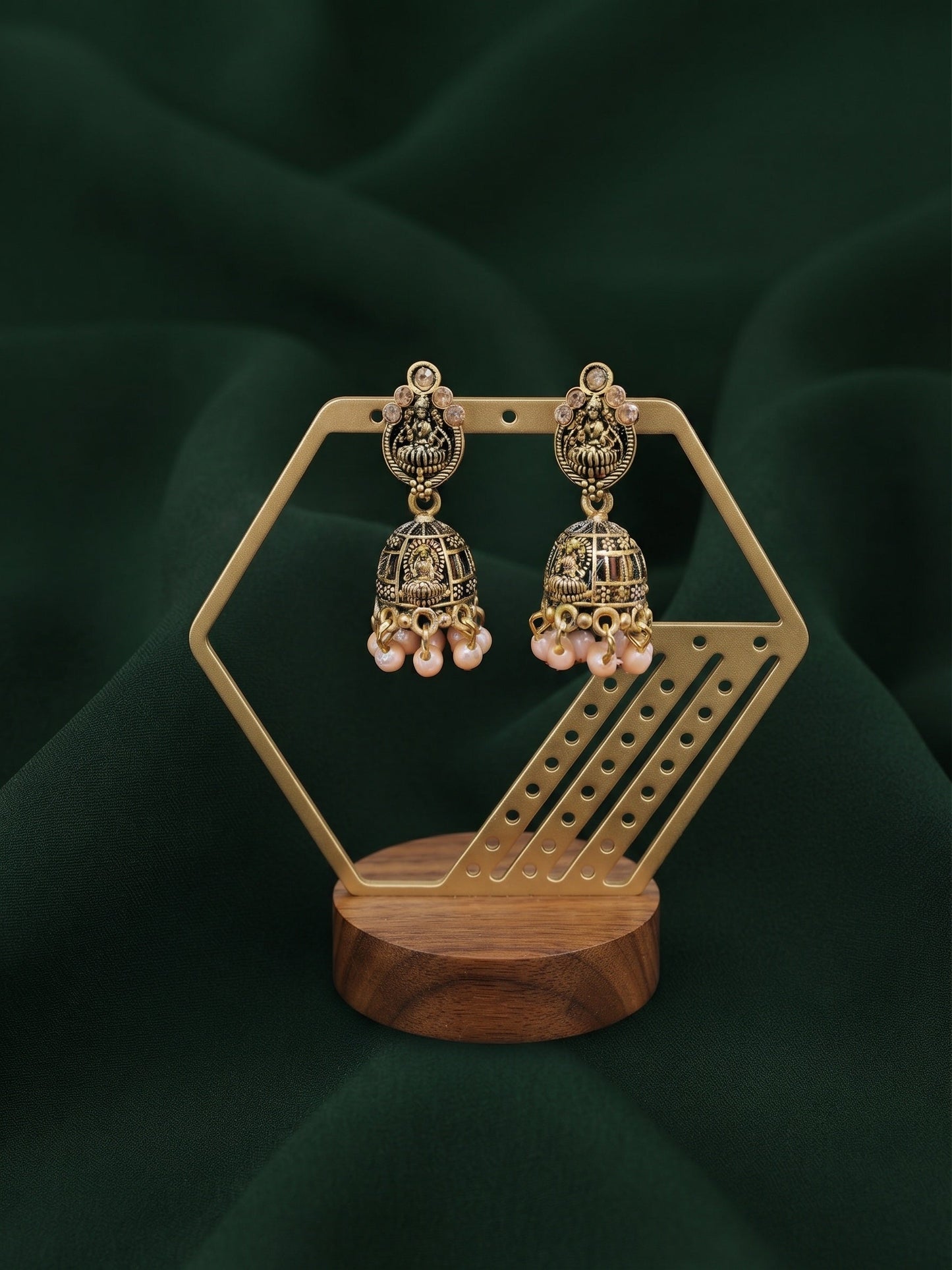 Gold Plated With Pearls Beaded Traditional Jhumka