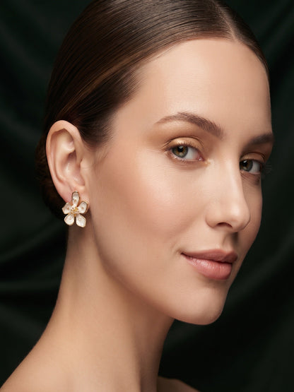 Gold Plated Stylish Fancy Flower Studs