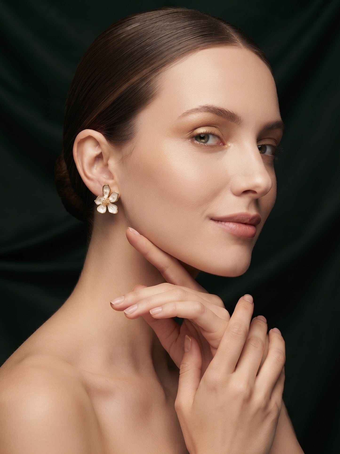 Gold Plated Stylish Fancy Flower Studs