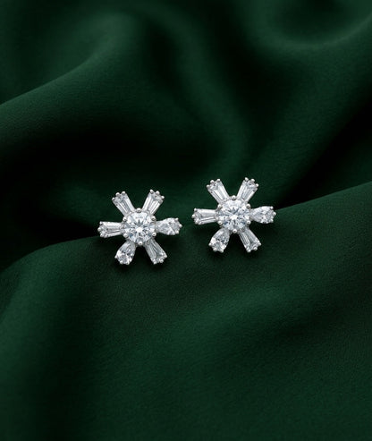 Silver Plated Oxidized AD stone Studs