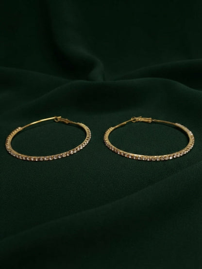 Women Gold Plated Beaded Trendy Hoops
