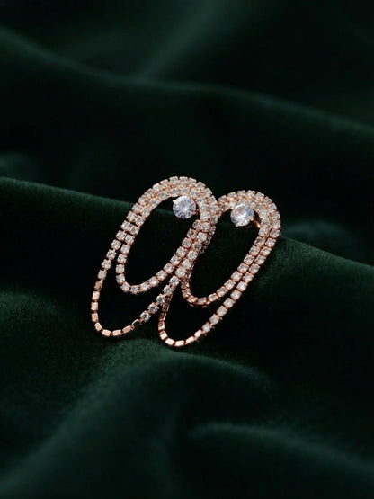 Women Rose Gold Plated Fancy Diamond Earrings