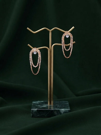 Women Rose Gold Plated Fancy Diamond Earrings