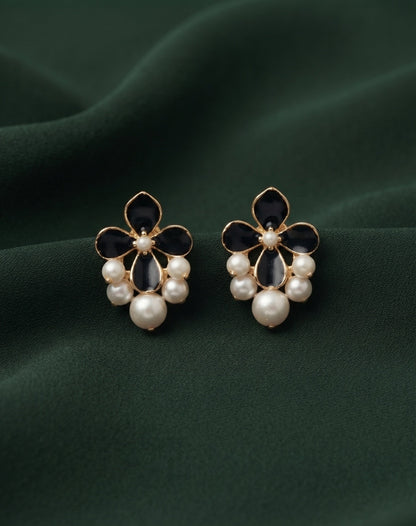 Gold Plated Stylish Fancy Flower Studs