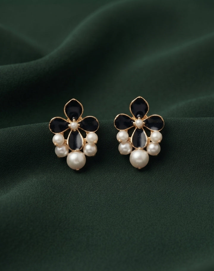 Gold Plated Stylish Fancy Flower Studs