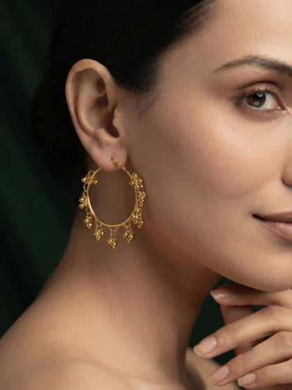 Gold Plated Stylish Bali Style Hoops