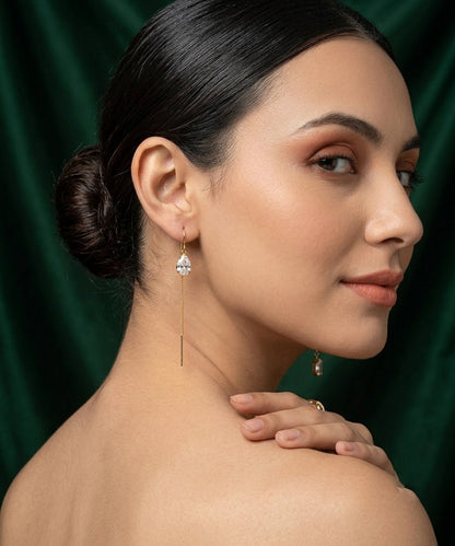 Rose Plated Fancy Tassels Earrings