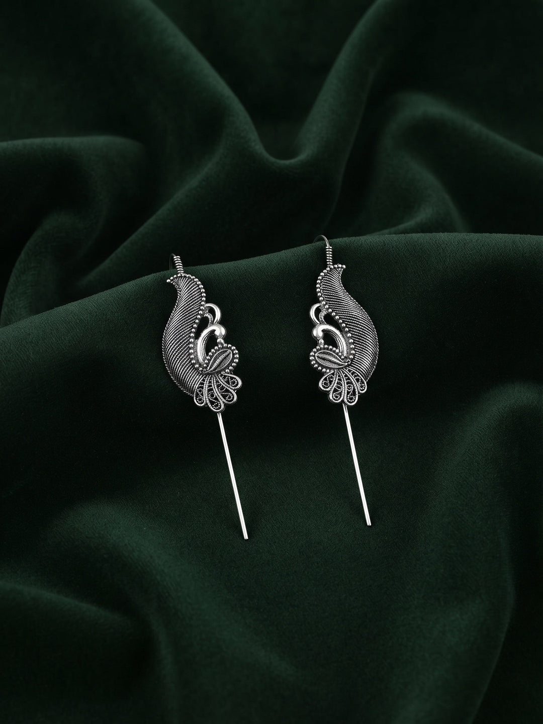 Silver Plated Oxidized Ethnic Design Ear Cuff