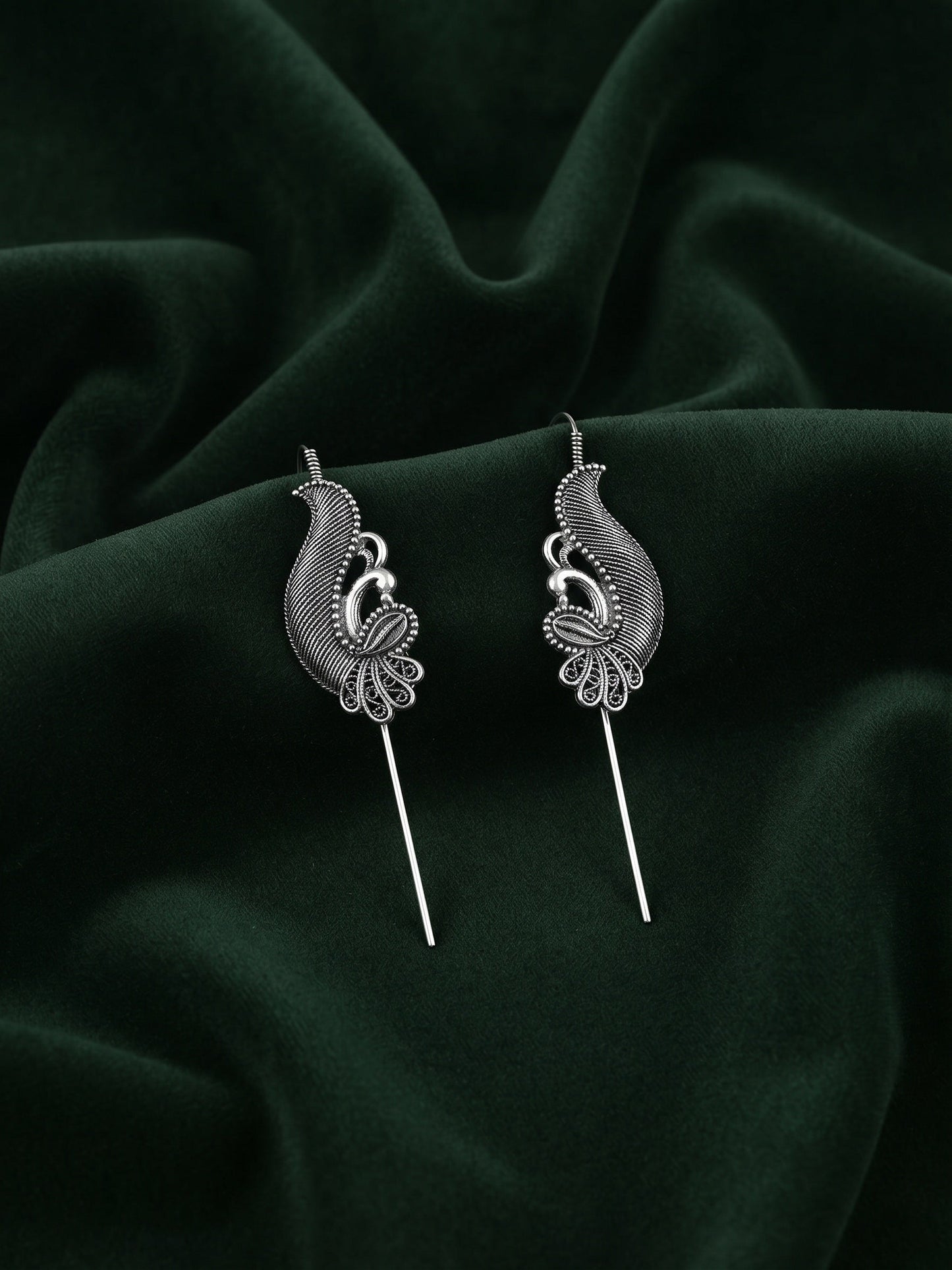 Silver Plated Oxidized Ethnic Design Ear Cuff