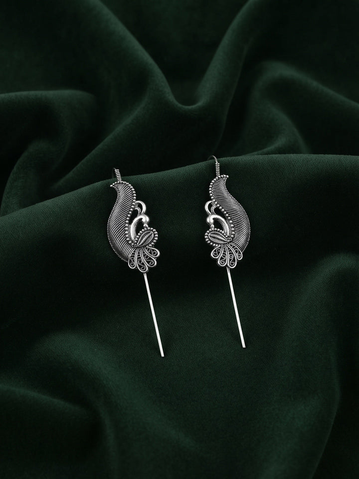 Silver Plated Oxidized Ethnic Design Ear Cuff