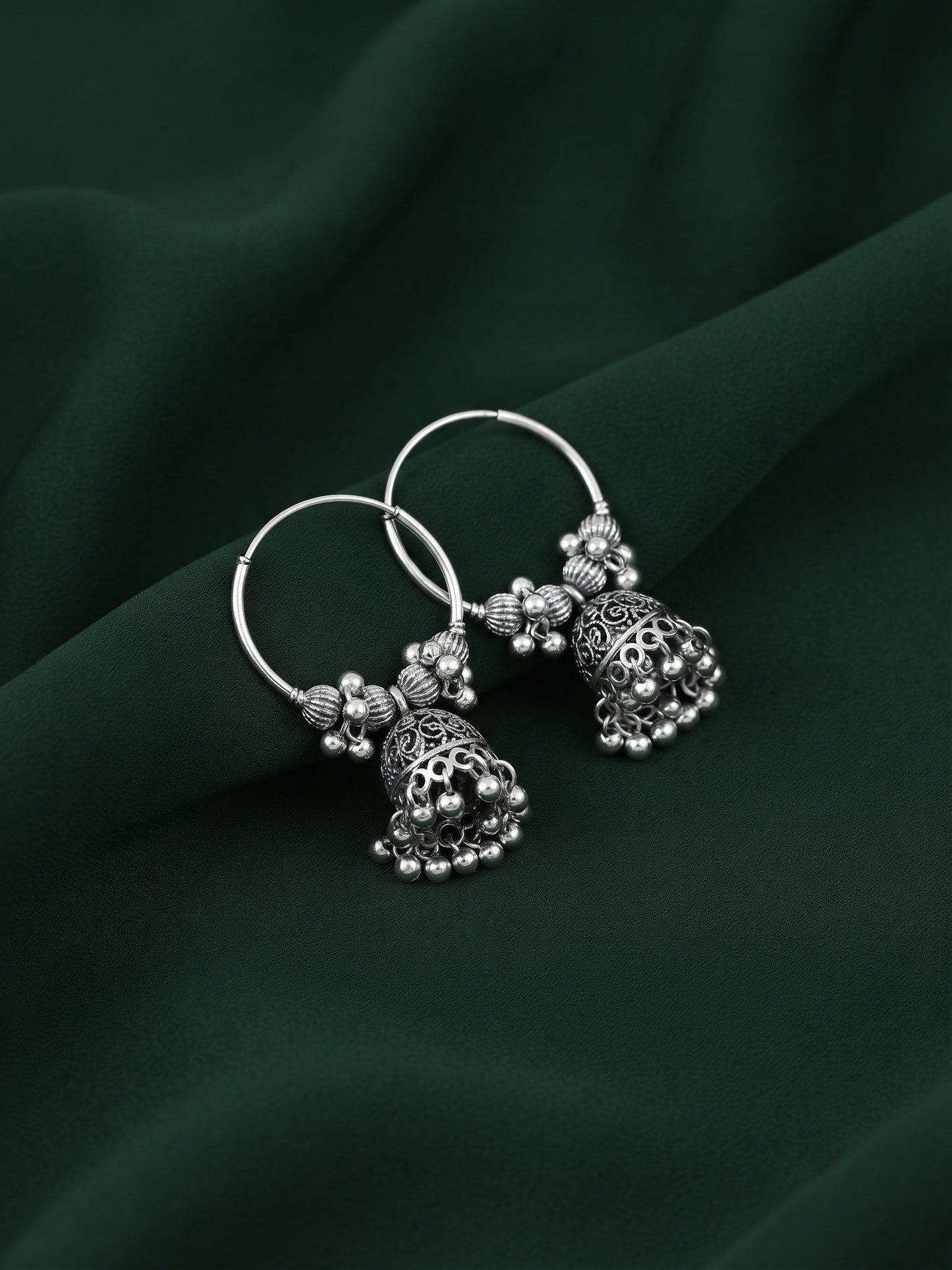Silver Plated Oxidized Bali Jhumka