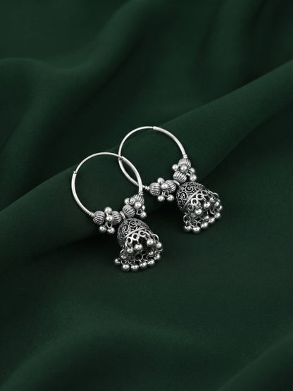 Silver Plated Oxidized Bali Jhumka