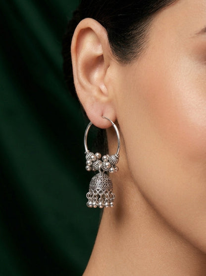 Silver Plated Oxidized Bali Jhumka