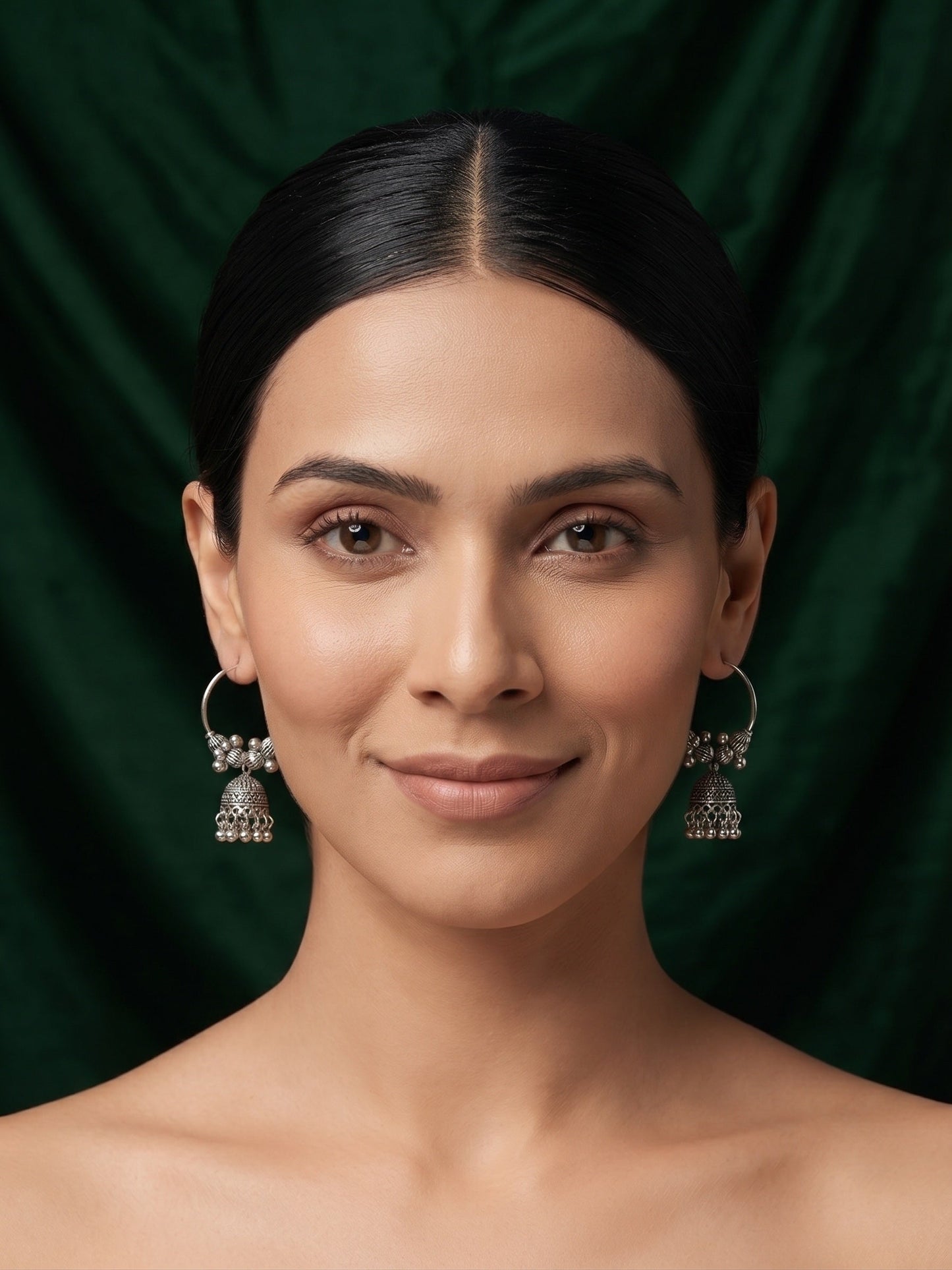 Silver Plated Oxidized Bali Jhumka