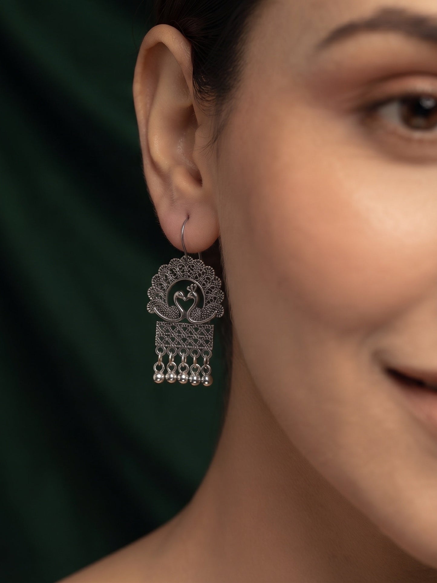 Silver Plated Oxidized Fancy Earrings
